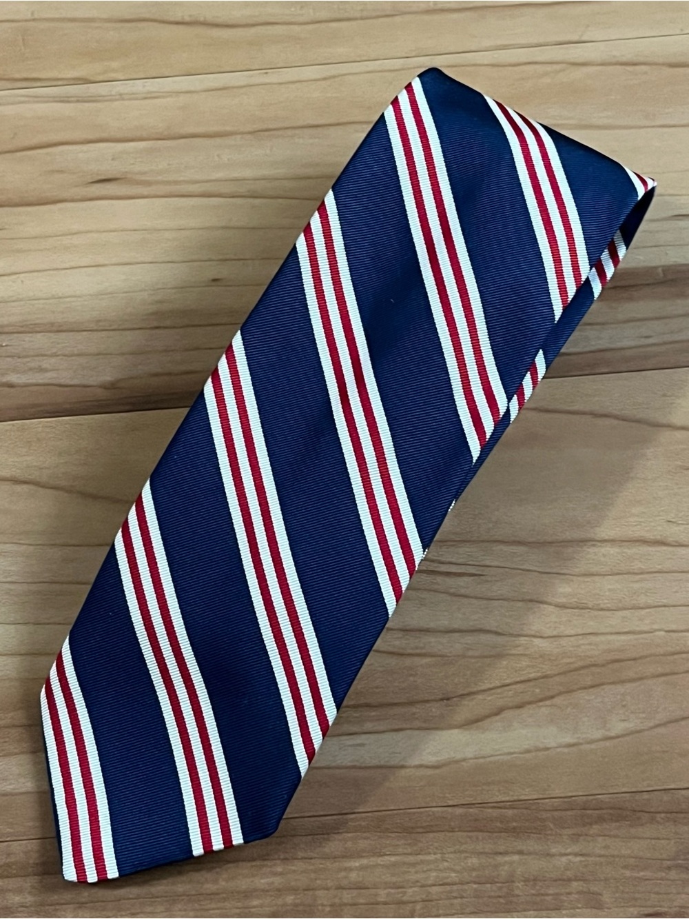 Breuer Men’s Navy Red White Striped Tie Handmade in Italy - Picture 2 of 8